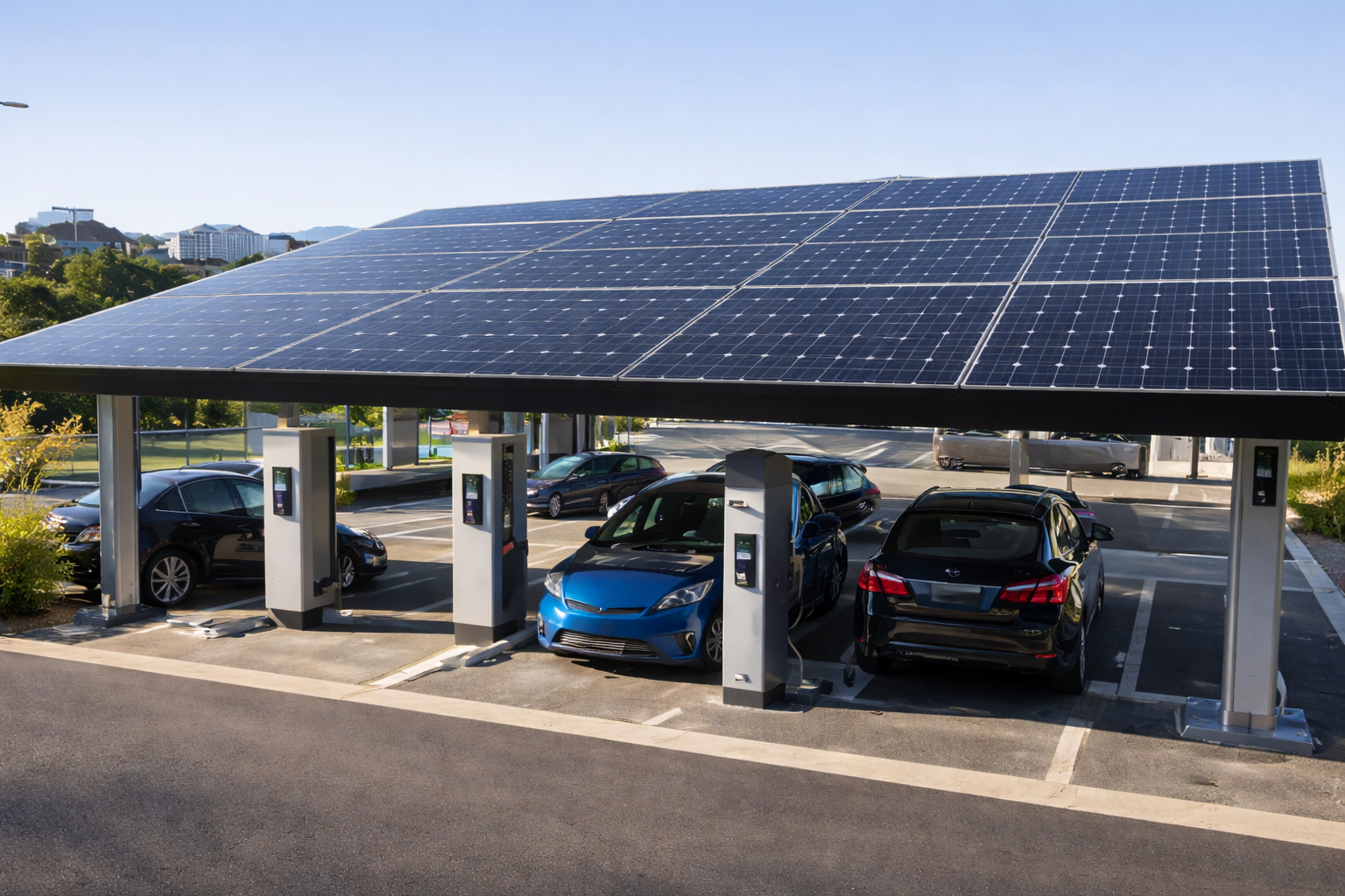 Solar carport over parking lot